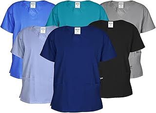 LYNWOOD Unisex Medical Uniform Scrub Top Men Women Healthcare Medical Doctor Uniform Tunic Nurse Hospital Scrubs Work Wear Shirt Tops (Navy,M)