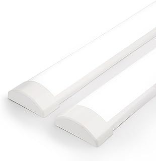 LED Batten Light 4ft/115cm, 3550LM 32W 6500K LED Tube Light, 2-Pack Slim Profile Dust-Proof Integrated Housing LED Light Bar, Surface Mounted Linear Ceiling Garage Light for Home Office Workshop