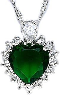 Rizilia OCEAN HEART Pendant with Chain & Heart Cut Gemstones CZ , Simple Modern Elegance