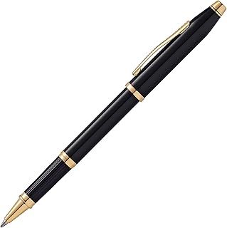 CROSS Century II Black Lacquer Rollerball Pen with 23CT Gold-Plated Appointments incl. Luxury Gift Box – Refillable Rolling Ball Pen