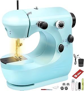 Sewing Machine Mini Portable Sewing Machines Kids Beginners, Gofemial Heavy Duty hand held Sewing MachineWith Light for Beginners Small Sewing Machine Kit UK Thread Set Adults Clothes Fabrics