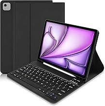 for iPad Air 13 inch Case with Keyboard 2024/2025, Magic keyboard for ipad Air 13 inch M3 2024/2025, Slim Smart Cover with Detachable Keyboard and Pencil Holder for ipad air m2 13 inch (Black)