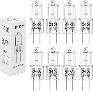 BROTOU G4 Halogen Bulbs, 20W 12V 300LM 2800K Warm White 2 Pin Clear Capsule Lamp Bulbs, Dimmable (8)