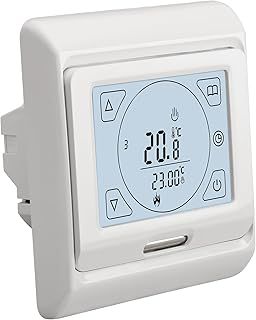 Room Thermostats WG809,7-day Programmable LCD Display Touch Screen 230V 16A for Electric Underfloor Heating Wall Mounted White