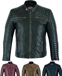 Mens Casual Leather Jacket - Real Genuine Soft Touch Sheepskin Biker Motorcycle Style Leather Coat