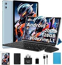 2025 Newest Tablet 10 Inch Android 14, 20GB RAM+128GB ROM (TF 2TB), Octa Core, 5G+WiFi 6 | Widevine L1 | 6000mAh | Bluetooth 5.0 | GMS | Type-C | 5+8MP | Widgets| Tablet with Keyboard & Mouse - Blue
