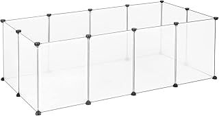 EUGAD rabbit run guinea pig run hamster playpen bunny puppy enclosure exercise fence diy transparent 12 panels (35x45cm/panel) 145 x 75 x 46 cm 0034WL