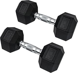 MuscleSquad Hex Dumbbells - Sold in Pairs 1kg to 50kg - Gym Equipment for Home - Weights Set