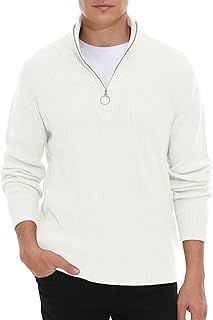Hisir Men's Jumpers 1/4 Zip Tops Winter Warm Knit Polo Neck Jumper Long Sleeve Soft Cozy Turtle Neck Quarter Zip Knitwear Pullover Sweaters for Men