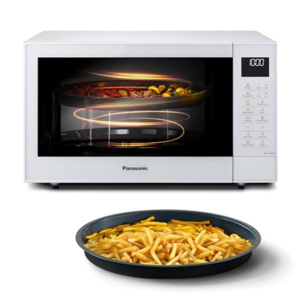 Panasonic NN-CT54RWBPQ 27L 4-in-1 Combination Inverter Microwave with Air Fryer, 1000W, 19 Auto Programs, Convection Grill Cooking, Space-Saving Slimline Design, White