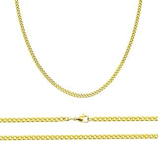 Solid Gold Curb Chain Necklace 2mm thick 18ct Real Gold Plated Size: 16 18 20 22 24 inch/40 46 50 55 60 cm