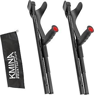 PRO - Folding Carbon Crutches (x2 Units, Open Cuff), Adults, Travel, Women, Men, Walking, Foldable - Made in Europe