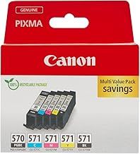 Canon Ink - PGI-570/BK CLI-571 BK C M Y PGBK Genuine Printer Ink Cartridges 5 Pack (1 x Black, 1 x Cyan, 1 x Magenta, 1 x Yellow, 1 x Pigment Black)