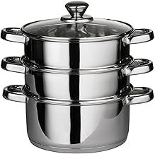 Euro Steamer with Glass LID with CAPSULATED Bottom 22CM 3 PCS