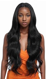 Body Wave Wig Lace Front Wig Pre Plucked Ready to Wear HD Glueless 13X5X1 Synthetic Lace Front Wigs for Women 180 Density 30inch, Black and Blonde Wig Body Effortless Chic(1B)