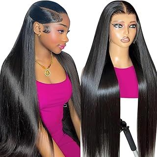 Straight Human Hair Wig For Black Women, 13X6 HD Lace Front Wigs Human Hair 180 Density, Glueless Wig Human Hair Pre Plucked With Baby Hair Real Brazilian Lace Frontal 18 Inch