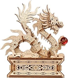 UGEARS Wood Dragon 3D Puzzle - Model Building Kits Puzzle Box with Secret Drawer - Chinese 3D Dragon Wooden Puzzle Hobbies For Men - Easy Wooden Models For Adults to Build for Fathers Day - 141 Pcs