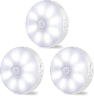 Motion Sensor Lights Indoor Rechargeable Wireless Wall Light LED Stair Night Lights Lamps with Auto/On/Off for Stairs Living Room Bathroom Corridors Closet Kitchen Under Cabinets (6000K, 3 Pack )