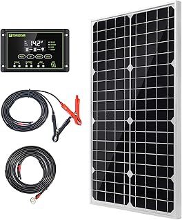 TOPSOLAR30W 12V Solar Panel Trickle Charger Battery Maintainer Kit Monocrystalline with 10A Solar Charge Controller for RV Marine Boat Off Grid System