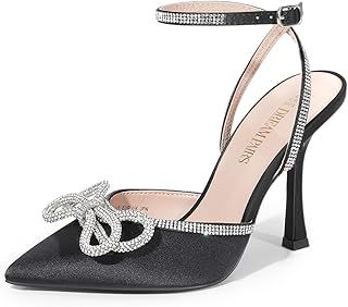 DREAM PAIRS Women's High Heels Destiny Closed Toe Strappy Heels Sexy Rhinestone Ankle Strap Pumps Wedding Bridal Party Dress Shoes SDPU2208W