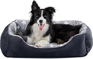 MIXJOY Large Dog Bed(76x61cm), Super Soft Cosy Rectangle Dog Beds, Grey Washable Pet Bed, Ideal for Doberman Pinscher, Sheltie, Border Collie, Australian Herding Dog