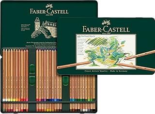 Faber-Castell Tin of 60 Pitt Pastel Artists Colouring Pencils, High Colour Ideal For Colouring, Drawing, Sketching, By Professional And Hobby Artists, Coloured Pencils Presented In A Tin