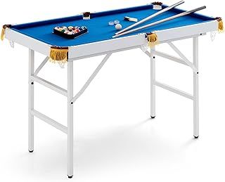 GYMAX 4FT Folding Billiards Table, Portable Pool Game Table Set with 2 Cues, 16 Balls, 2 Chalk, Triangle & Brush, Family Leisure Snooker Table for Kids and Adults