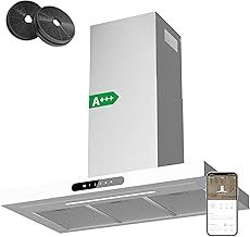 CIARRA CBCW9102 Cooker Hood 90cm Wi-Fi App Touch Control with CBCF003 Carbon Filters Chimney Vent Hood 900mm with Dimmable LED Lights Ducting&Recirculating Kitchen Extractor Fan-White