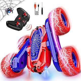Remote Control Cars, Spider Toys for 3-9 Year Old Boys Girls Easter Gifts for Kids 360° Flips Rc Car for Boys 4-8 Year Old Boys Gifts Spidey and His Amazing Friends Toys Boys Toys Age 3-10