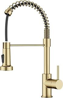 FORIOUS Black Kitchen Tap, Spring Kitchen Sink Mixer Taps with Pull Down Sprayer, Commercial Faucet Single Handle Lever, High Arc Swivel 360 with 2 Spray Mode