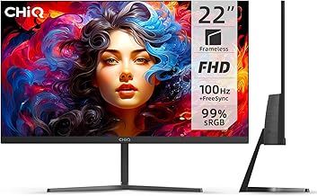 CHiQ 22F650, 22 Inch Monitor, PC Monitor, FHD(1920x1080), 100Hz, Ultra Slim, 99% sRGB, HDMI, VGA, 2024 New