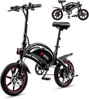 DYU D3F Electric Bike, 14" Portable E-bike, 36V 10AH Lithium Battery, 25KM/H & 60KM Range, 5H Fast Charge, 15° Climbing Ability,Dual Disc, Spring Shock Absorber, Unisex Adult