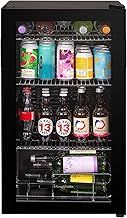 Russell Hobbs Undercounter Fridge 93 Litre/90 Can Undercounter Freestanding Beverage/Drinks Wine Fridge for Beer in Black, LED Light, Drinks & Snacks Glass Door, 2 Year Guarantee RH48BC101B
