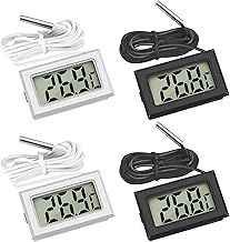 Digital Thermometer Temperature Monitor with External Probe for Fridge Freezer Refrigerator Aquarium 2 Black 2 White