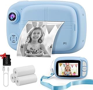 Instant Camera for Kids, 3.5 Inch Digital Print Camera Instant Kids Cameras 1080P Photo and Video Recording with 32GB SD Card, 4 Rolls Print Paper, for Age 3-14 Christmas Birthday Gifts (Blue)