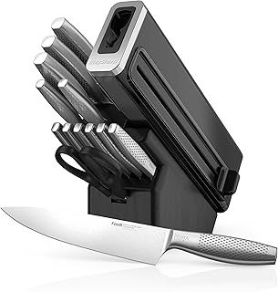 Ninja StaySharp 14-Piece Stainless Steel Knife Set, Charcoal Wood Block & Built-in Sharpener K62014EUUK