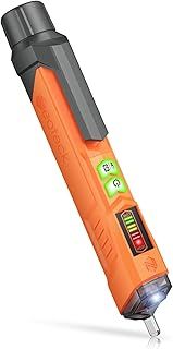 Neoteck Voltage Tester Non-Contact Voltage Testers 12-1000V AC Voltage Detector Pen Circuit Tester Tool with Led Flashlight Beeper Pocket Clip-Orange