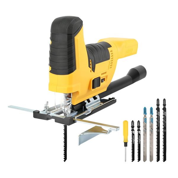 Cordless Jig Saw Compatible with DEWALT 18V 20V Batteries, 2800RPM Brushless Body Grip Jigsaw with 7 Variable Speeds ±45° Bevel Cutting 18mm Stroke for Wood Metal PVC Cutting