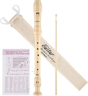 Eastar Soprano Recorder Instrument for Kids Beginners, German Fingering C Key with Cleaning Kit, Thumb Rest, Cotton Bag, Fingering Chart, ERS-21GN, Natural, School-Approved