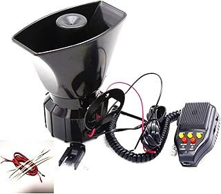 Car Horn Megaphone with Mic PA System Emergency Sound Amplifier Alarm Trumpet Recording Function 130DB Siren Speaker Police Siren Electric Horn for 12V Car Truck Boat