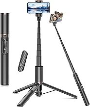 TONEOF 60" Selfie Stick Tripod,Upgraded 360° Rotating Mobile Phone Tripod Stand, Extendable All-in-1 Aluminum Tripod Video Kits with Wireless Remote for Selfies/Live/Video Recording/Travel-Black Gold
