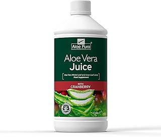 Aloe Pura Aloe Vera Juice with Cranberry, Natural, Vegan, Cruelty Free, Food Supplement, 1ltr