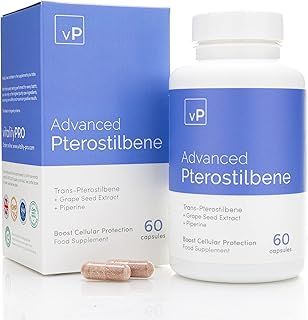 Advanced Pterostilbene 60 Capsules - Third Party Tested Over 98% Purity - Trans-Pterostilbene Supplement - Vitality Pro
