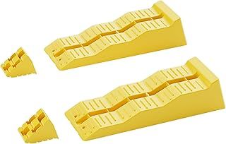 WilTec Caravan Levelling Set 2 Ramps with 2 Wheel Chocks max. Load Capacity 3t Motorhome Levellers with 3 Height Levels 40/70/100 mm for Leveling Vehicles like Trailers, Caravans, Motorhomes and More