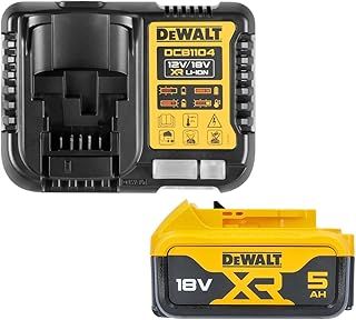 DEWALT DCB184 5.0ah 18v XR Lithium Ion Battery + DCB1104 Charger