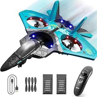 4DRC V17 Remote Control Plane RC Airplanes 2.4GHz 6CH EPP RC Plane 4 Motor RC Aircraft Toys for Adult Kids with Function Gravity Sensing Stunt Roll Cool Light RC Planes Airplanes 2 Batteries