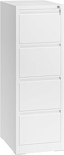 YITAHOME Filing Cabinet with 4 Lockable Drawers, Anti-tipping Rolling Filing Cabinet with Wheel for Home Office, Under Desk File Storage Cabinets for Letter/Legal/A4 Size, White, 62 x 45 x 133cm