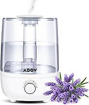 ADOV Humidifier for Bedroom, 4L Cool Mist Humidifiers for Home, Ultrasonic Air Humidifier with 360° Rotation Nozzle, Waterless Auto-Off, 30 Hour Runtime Diffuser Humidifiers for Baby Room and Plant