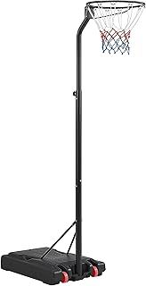 Netball Hoop Stand Portable Netball Set Height Adjustable Netball Ring and Pole Set w/Rolling Filling Base for Indoors/Outdoors
