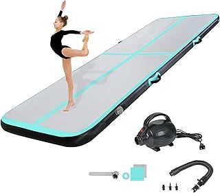 KIKILIVE 10/20CM Hoch Gymnastikmatte Tumbling Matte, 2/3/4/5/6M Aufblasbar Gymnastik Track Matte Air Turnmatte mit Luftpumpe Aufblasbare Sportmatte für Fitness/Outdoor